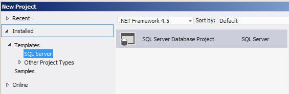 SQL Server Data Tools - New Project Template